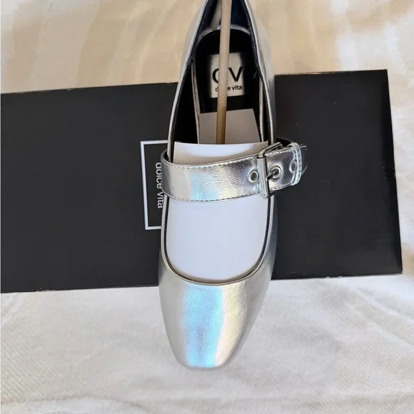 Dolce Vita Silver Flats with Buckle - Picture 4 of 5